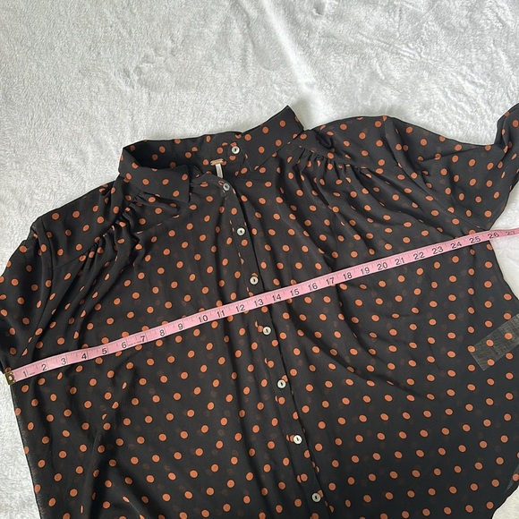 Free People Women’s Polka Dot Lightweight‎ Breathable Sheer Boho Chic Blouse S - Picture 6 of 8